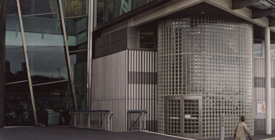 Picture of glass block doors and entrance at the Lowry gallery Bradford