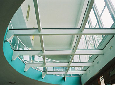 Image showing fire-rated glass floor over the entrance to the department of Chemistry Cambridge University