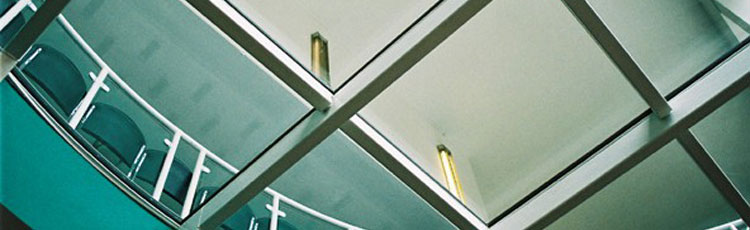 Picture showing glass flooring seen from below